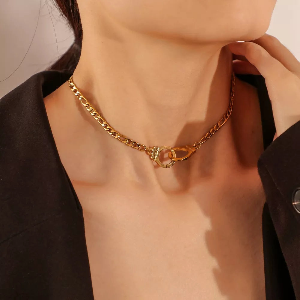 Gold Handcuff Choker Necklace