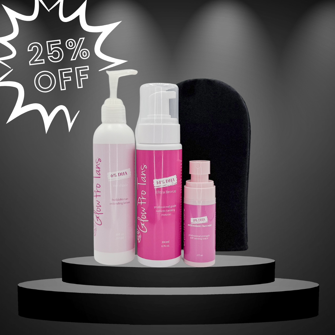 Professional Tanning Package: mousse, face mist, boosting lotion