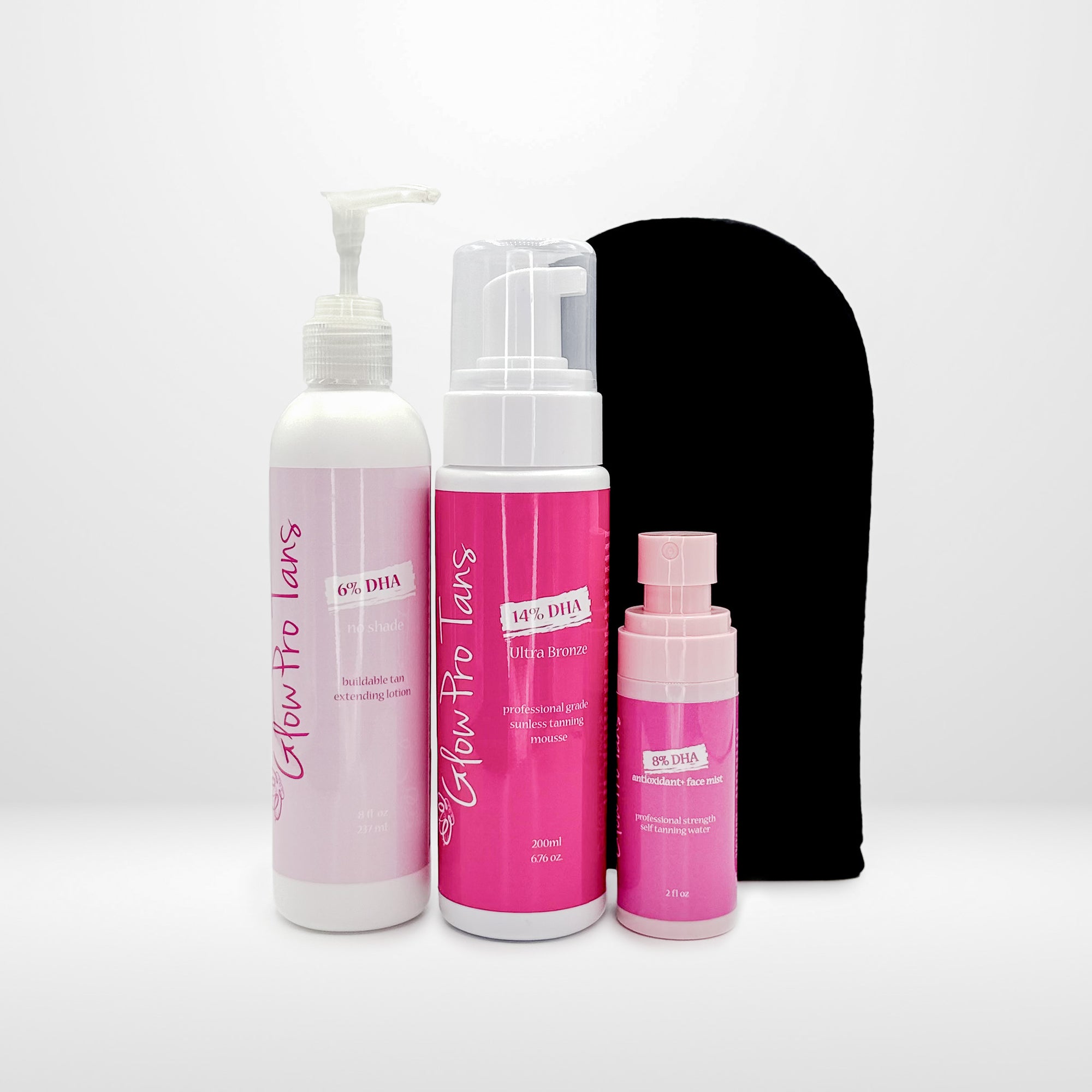 Professional Tanning Package: mousse, face mist, boosting lotion