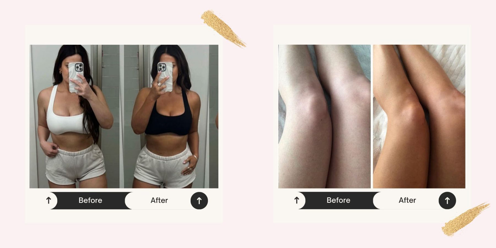 before and after results with self tanner spray tan at home