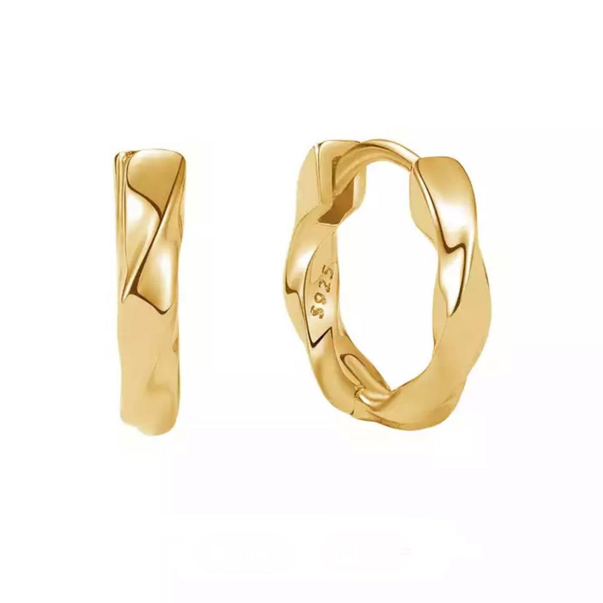 18K Gold Spiral Comfort Huggie Earrings